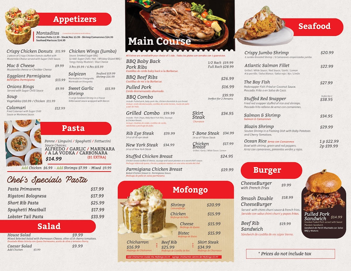 Sugar Restaurant Menu - Image 1